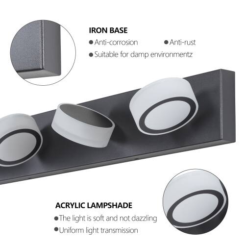 IRON BASE  
- Anti-corrosion  
- Anti-rust  
- Suitable for damp environments  

ACRYLIC LAMPSHADE  
- The light is soft and not dazzling  
- Uniform light transmission