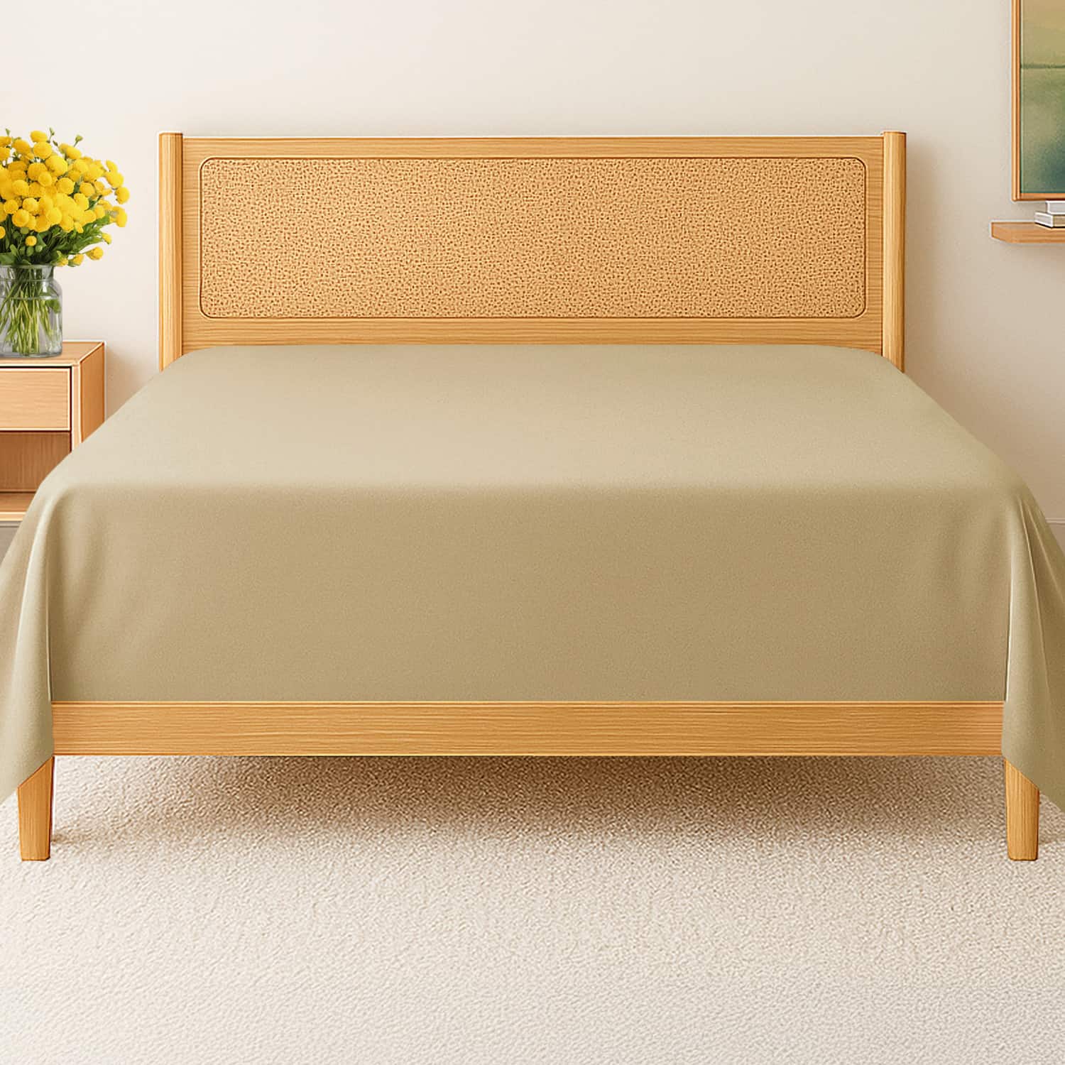 CGK Linens - Premium Flat Sheet Ultra Soft & Breathable - Cozy & Wrinkle Resistant Top Sheet - King - Beige