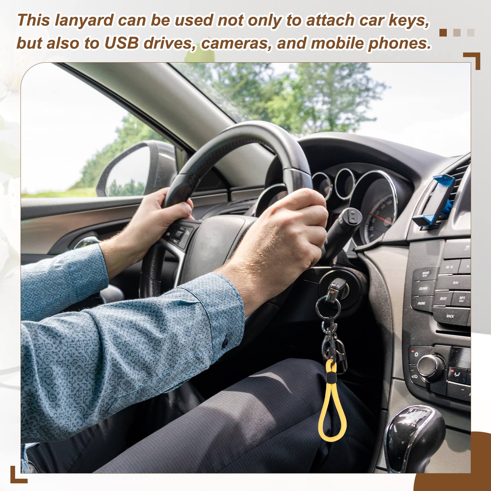 This lanyard can be used not only to attach car keys, but also to USB drives, cameras, and mobile phones.