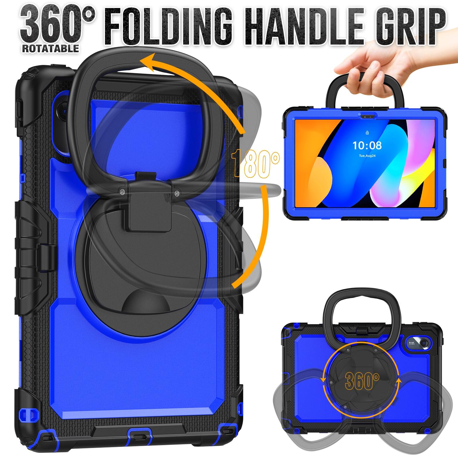 360° FOLDING HANDLE GRIP ROTATABLE

180°

10:08 Tue, Aug 24

360°