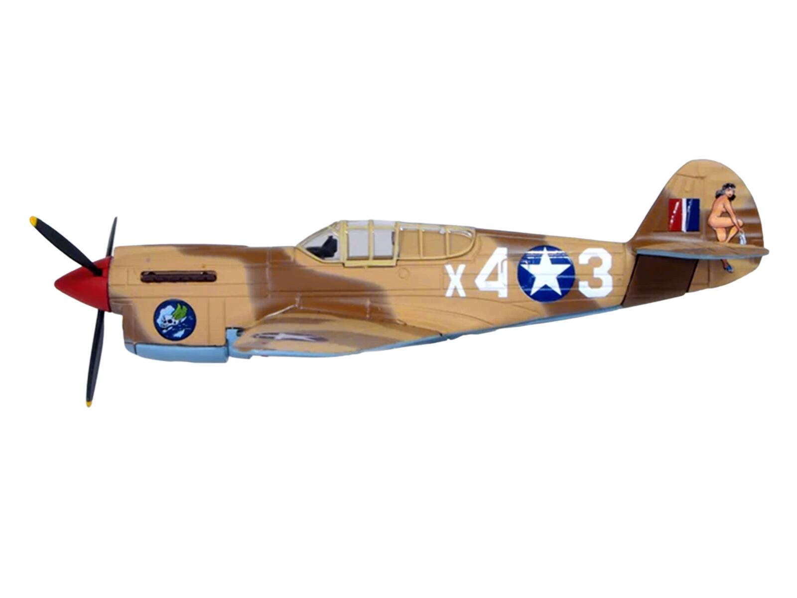 Alt View 2. Oxford Diecast - Curtiss Warhawk P-40E Fighter Aircraft "Miss Memphis" (1943) US Army Air Forces 1/72 Diecast Model by Oxford Diecast.
