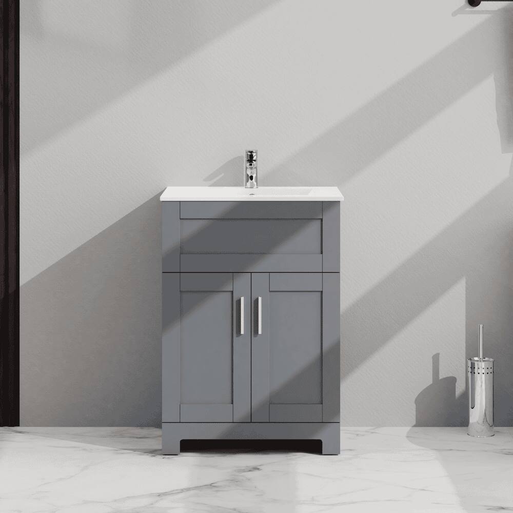 Alt View 1. Kadyn - 24" Bathroom Sink Vanity - Laundry Utility Cabinet, Gray - Gray.