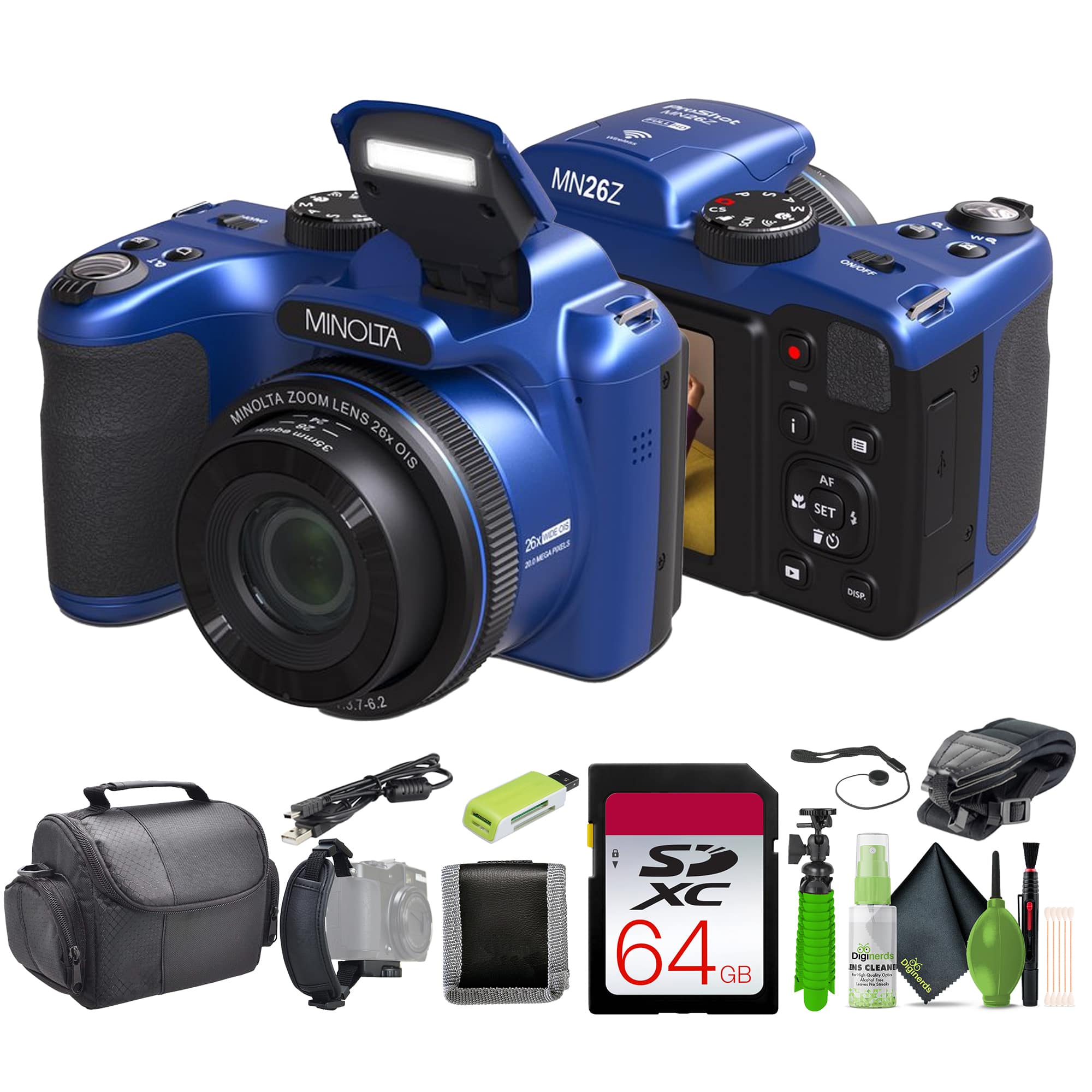 Minolta - 20 Mega Pixels 26x Optical Zoom Digital Camera 1080p FHD Video - Blue price history on PriceWatchPro