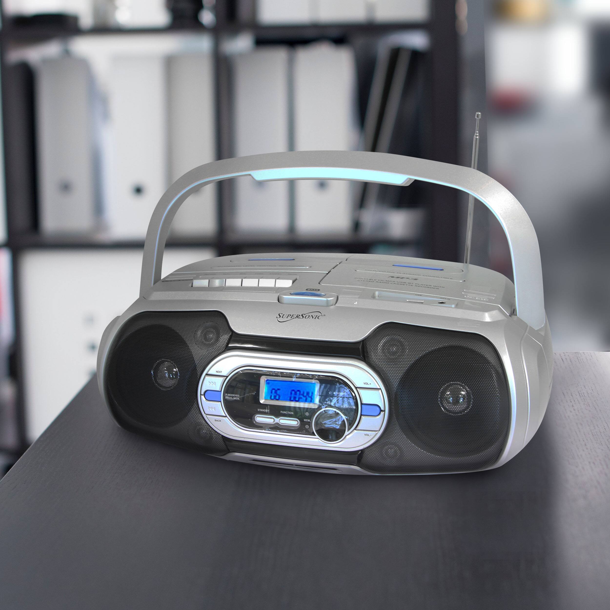 Alt View 4. Supersonic - Supersonic Bluetooth Portable Audio System in Silver.