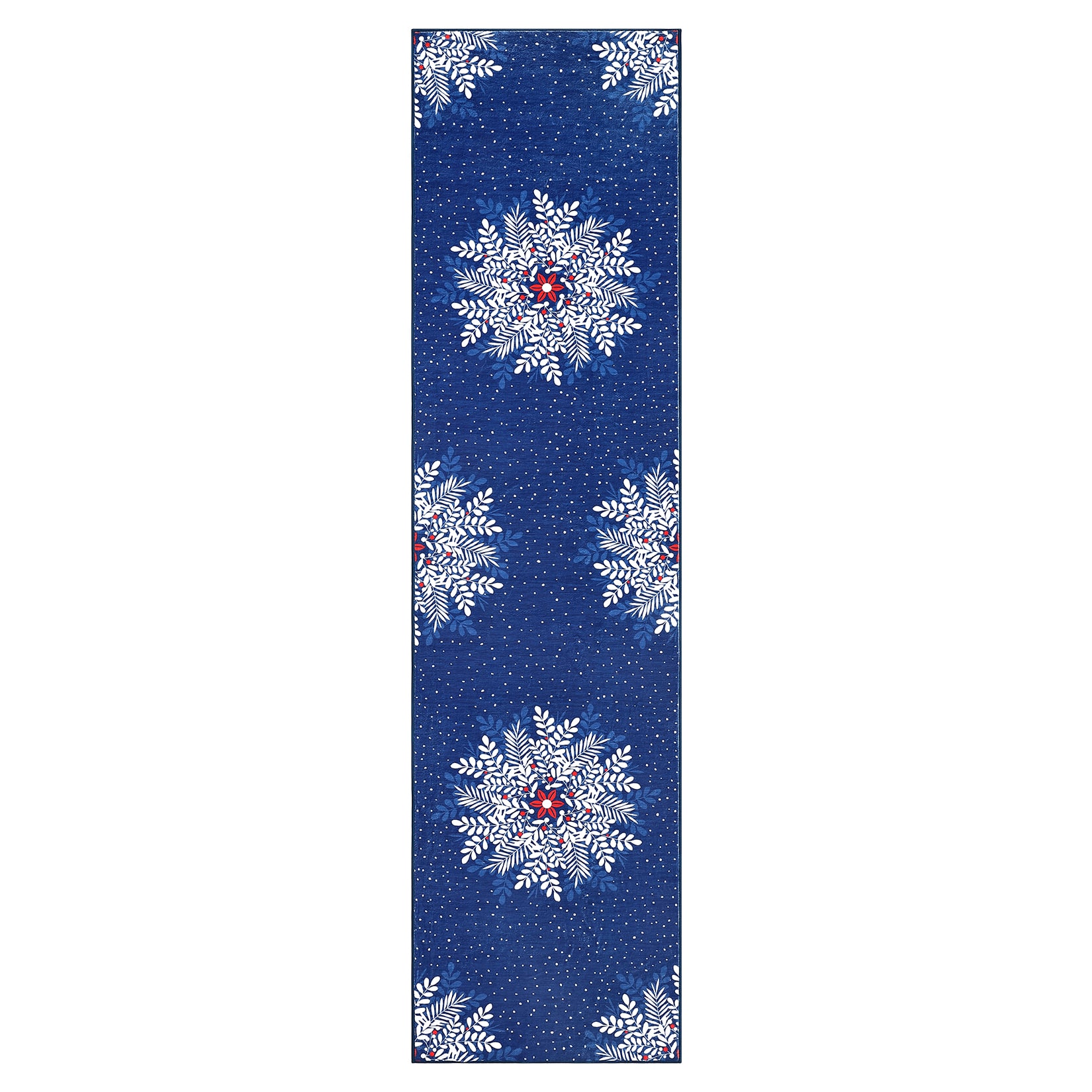 Acekool - Christmas 2x6 Snowflake Washable Runners for Hallways Non Slip,Low Pile Runner,for Bedroom Room Bule - Blue