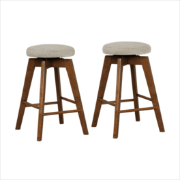Kadyn - Vintage Tufted Backless Bar Stools, Brown/(Set of 2) - Beige