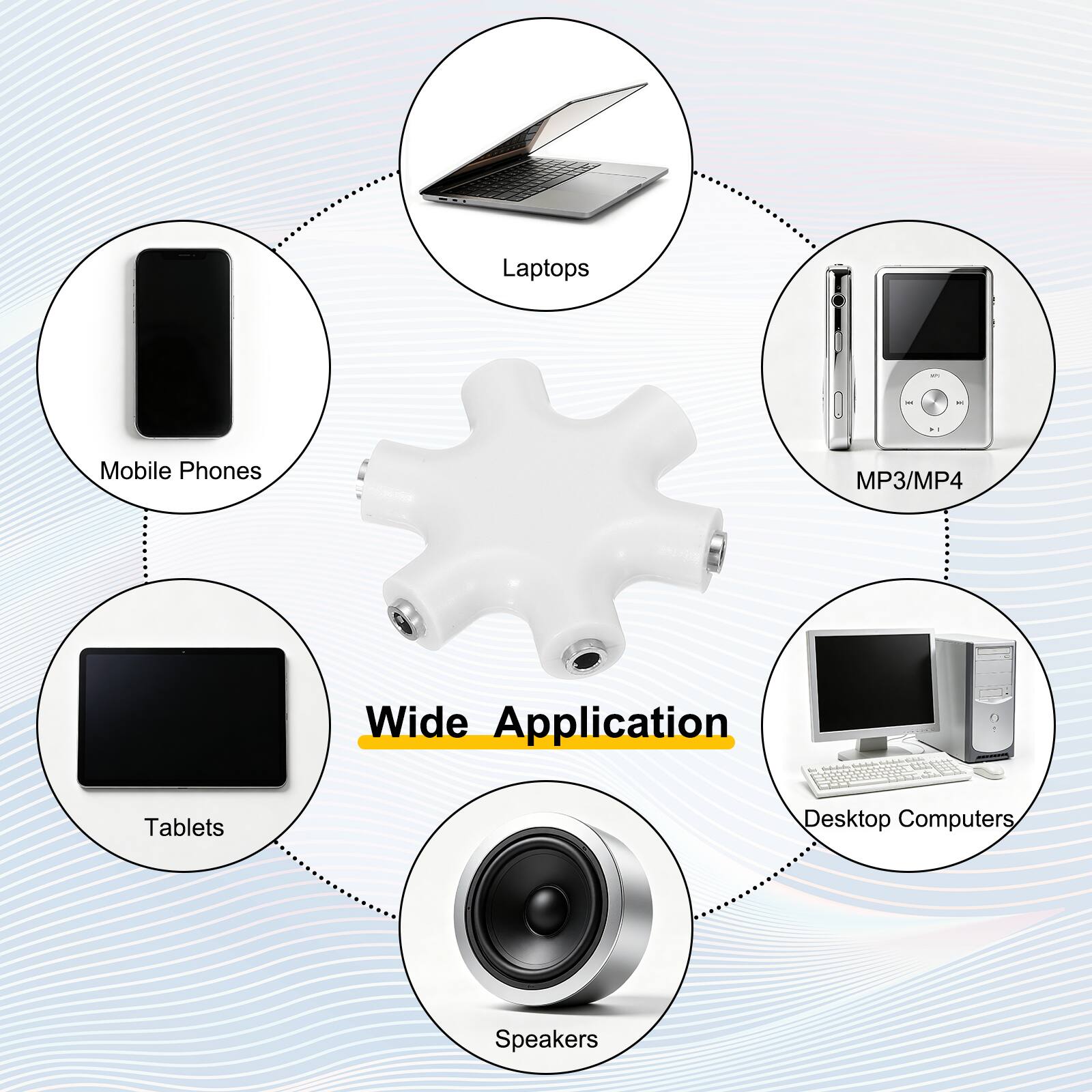 Laptops  
Mobile Phones  
MP3/MP4  
Tablets  
Desktop Computers  
Speakers  
Wide Application