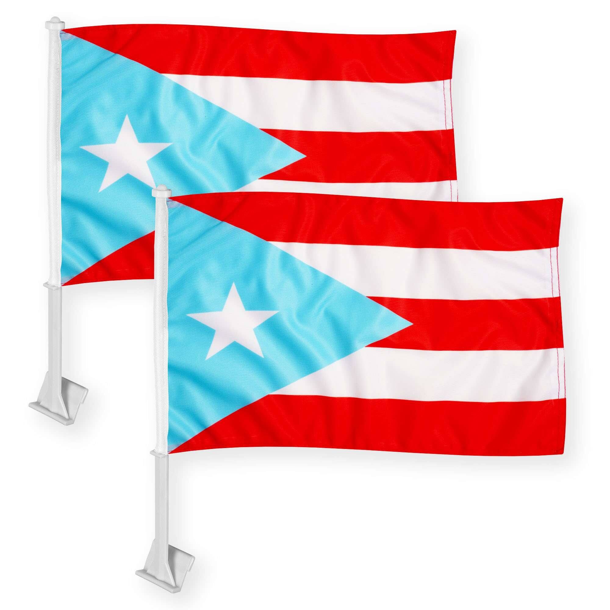 Front. G128 - 2-Pack Car Flag Kit Puerto Rico - Light Blue.