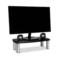 Front. 3M - 3M MS90B 20 in. x 12 in. x 1 in. to 5.78 in. 40-lb. Capacity Adjustable Monitor Stand/Silver - Silver/Black.