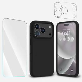Bundle - Entronix - for iPhone 17 Pro max - Silicone Case, Screen Protector & Camera Lens Protector - Black