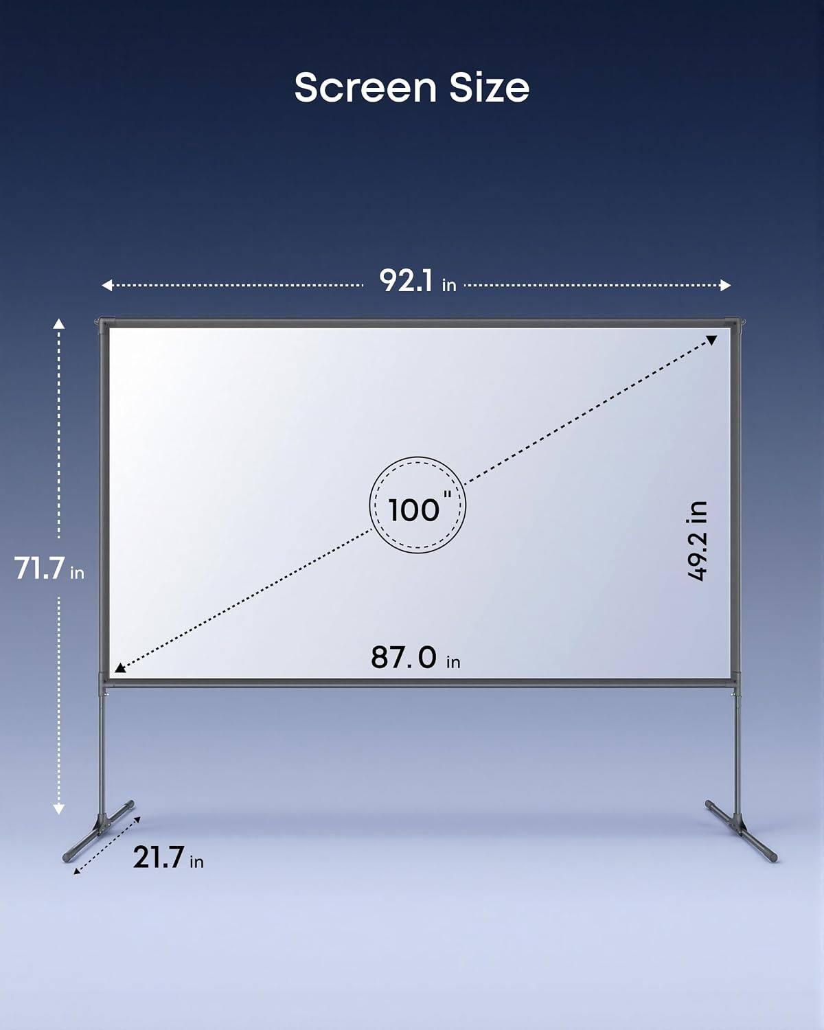 Screen Size
92.1 in
71.7 in
100 in
49.2 in
87.0 in
21.7 in