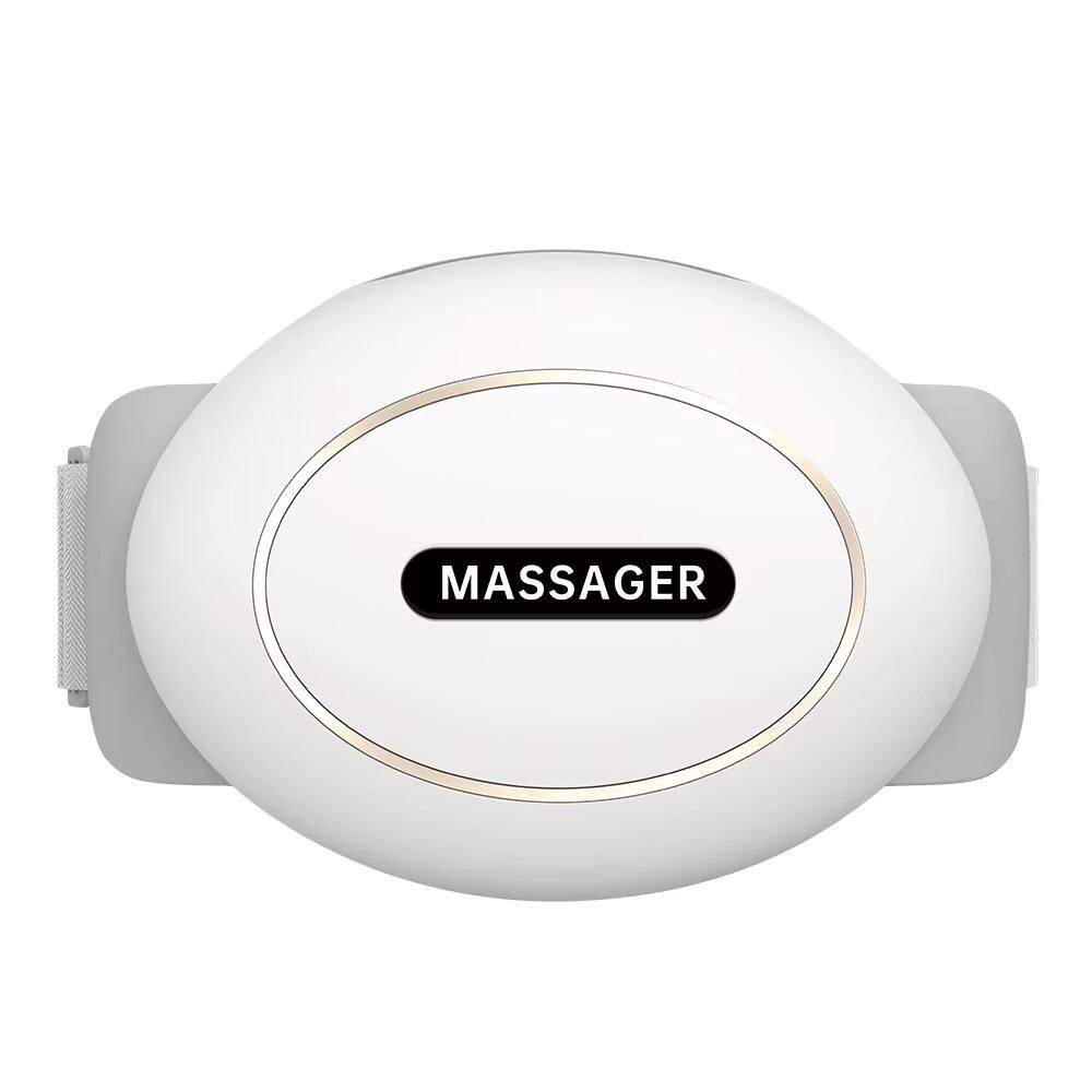 Angle. PRIMEPLUS - Abdominal Massager with Heat 3-Speed Bidirectional Kneading and 2000mAh Battery for Digestive Comfort - White.