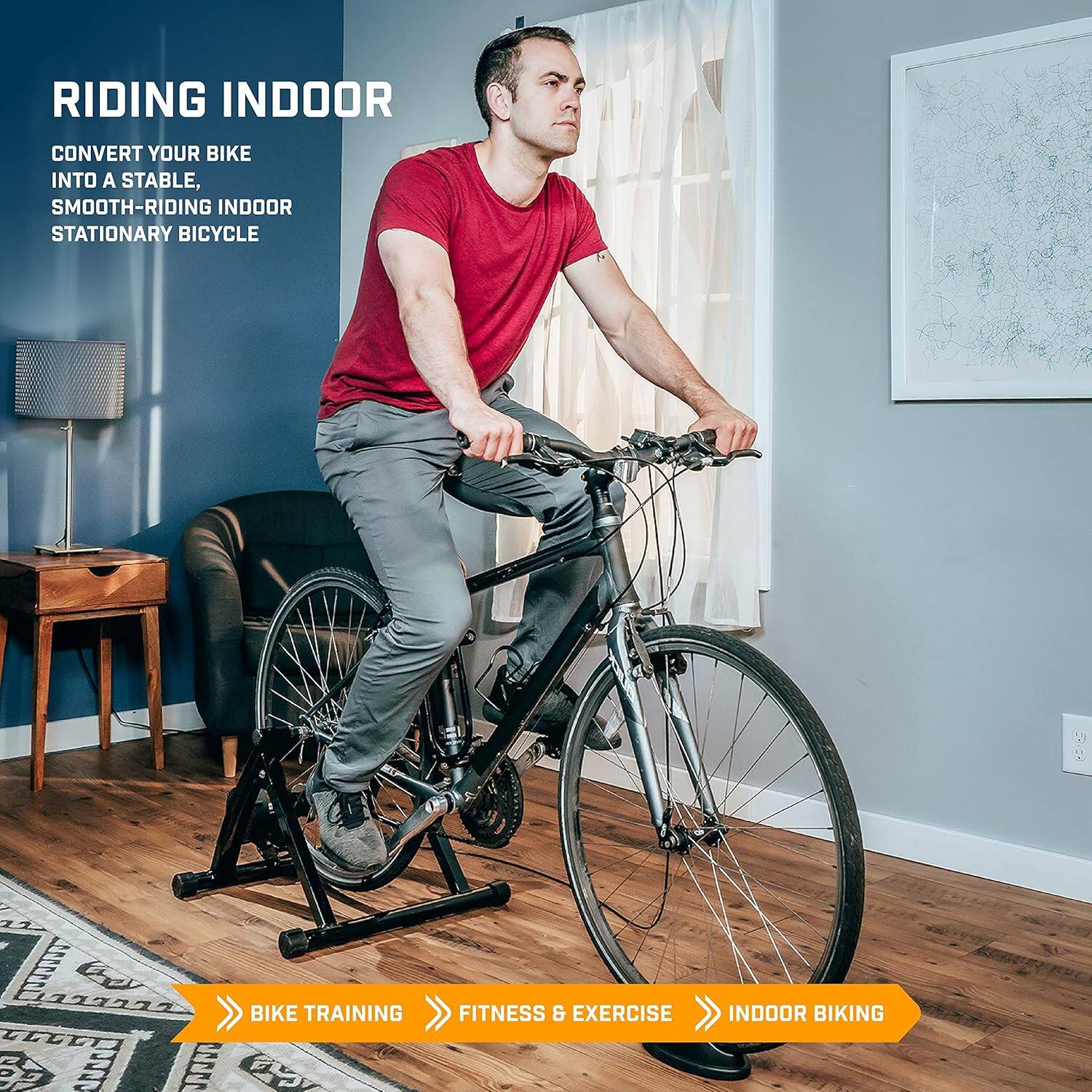 RIDING INDOOR
CONVERT YOUR BIKE INTO A STABLE, SMOOTH-RIDING INDOOR STATIONARY BICYCLE

Bike Training | Fitness & Exercise | Indoor Biking