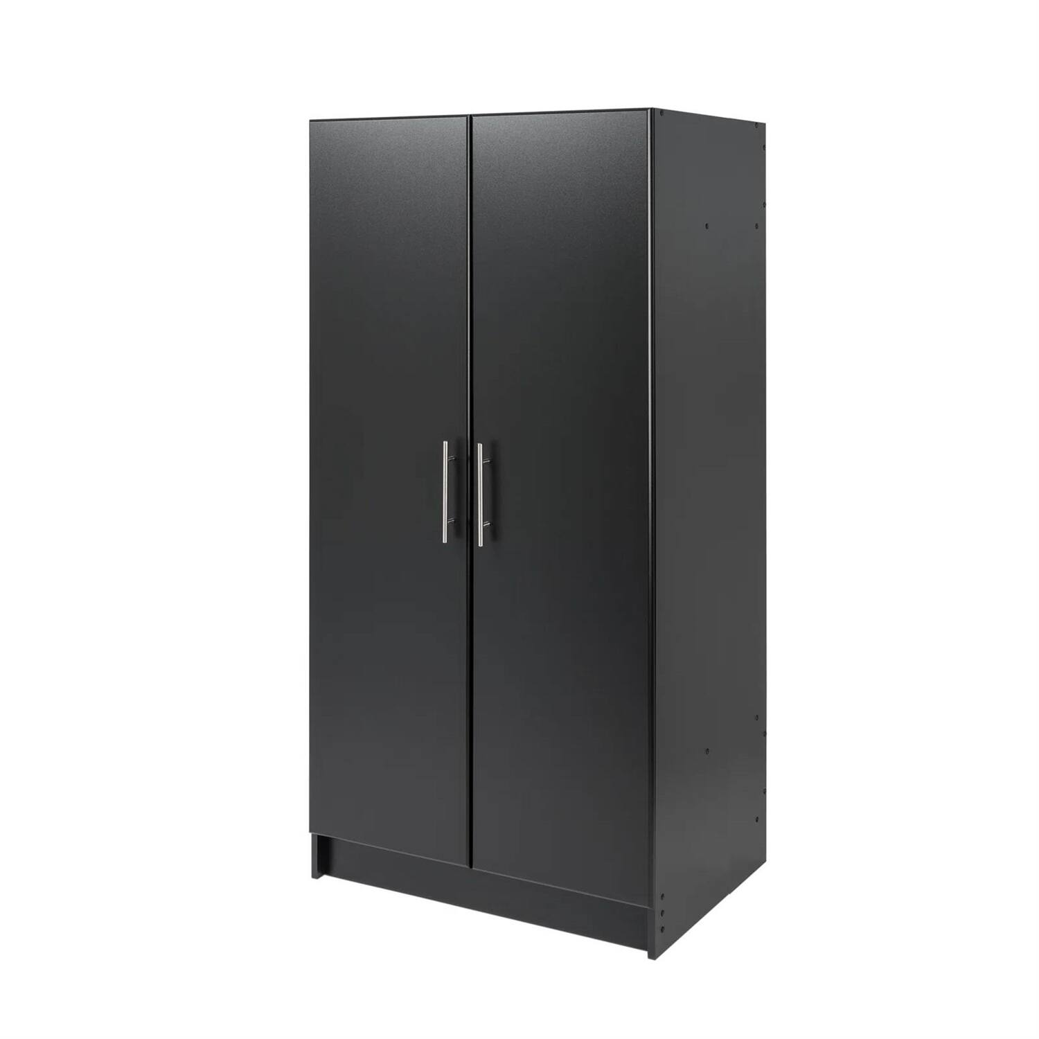 Back. Hivvago - Bedroom Armoire Wardrobe Cabinet with Hanging Rail in Black Wood Finish - black.