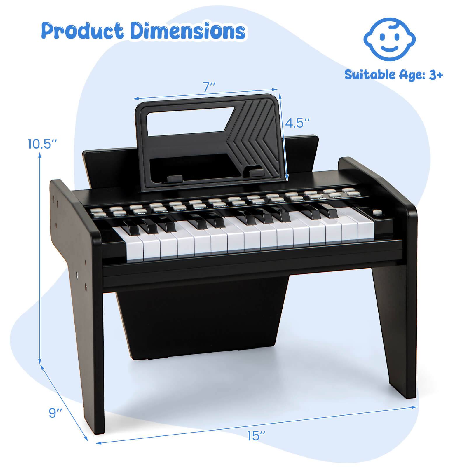 Product Dimensions:  
- Height: 10.5"  
- Width: 15"  
- Depth: 9"  
- Keyboard Height: 7"  
- Keyboard Depth: 4.5"  

Suitable Age: 3+
