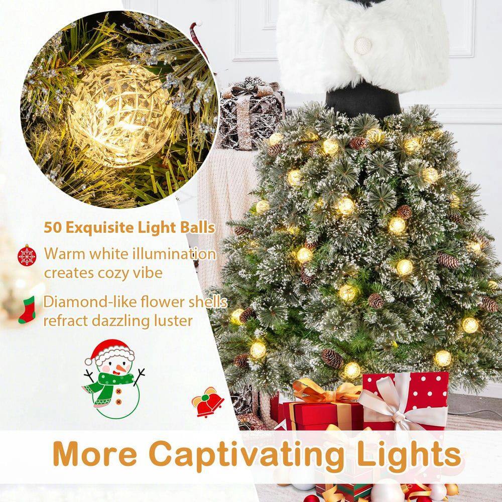 50 Exquisite Light Balls  
Warm white illumination creates cozy vibe  
Diamond-like flower shells refract dazzling luster  

More Captivating Lights