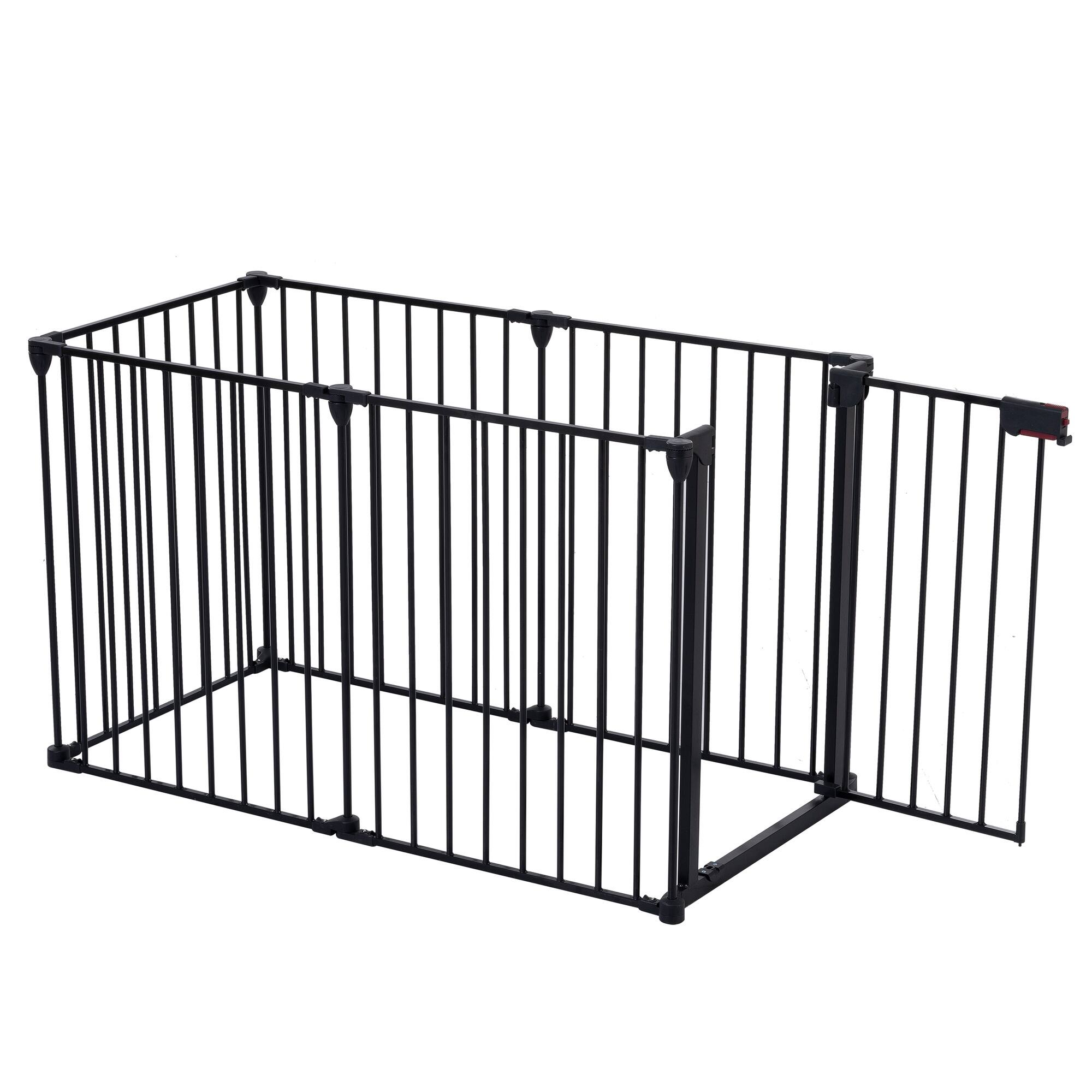 Alt View 4. Boyel Living - 150-Inch 6-Panel Configurable Dog Gate with Walk-Through Door - Black.