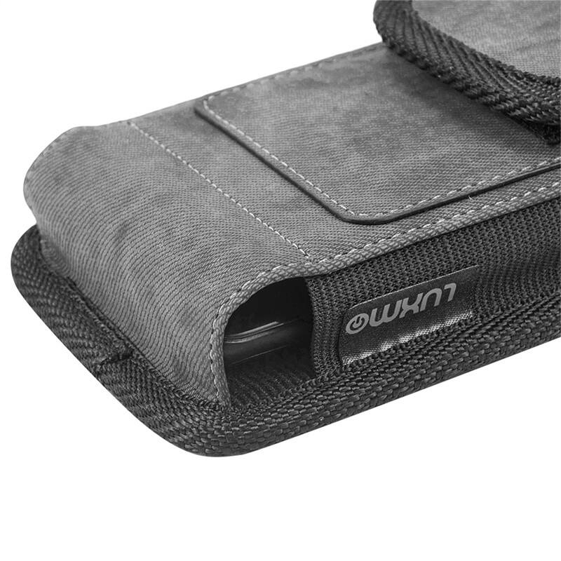 Alt View 4. LUXMO - LUXMO Large Horizontal Universal Phone Pouch with Dual Card Slots - Dark Denim Fabric - Gray.