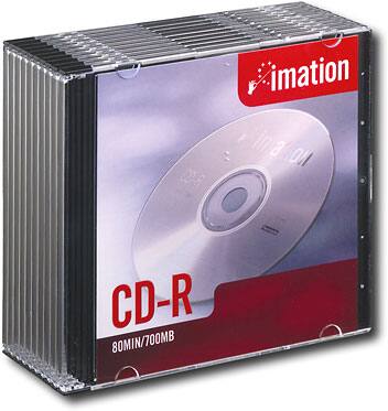 Angle Standard. Imation - 10-Pack 48x CD-R Discs with Jewel Cases.
