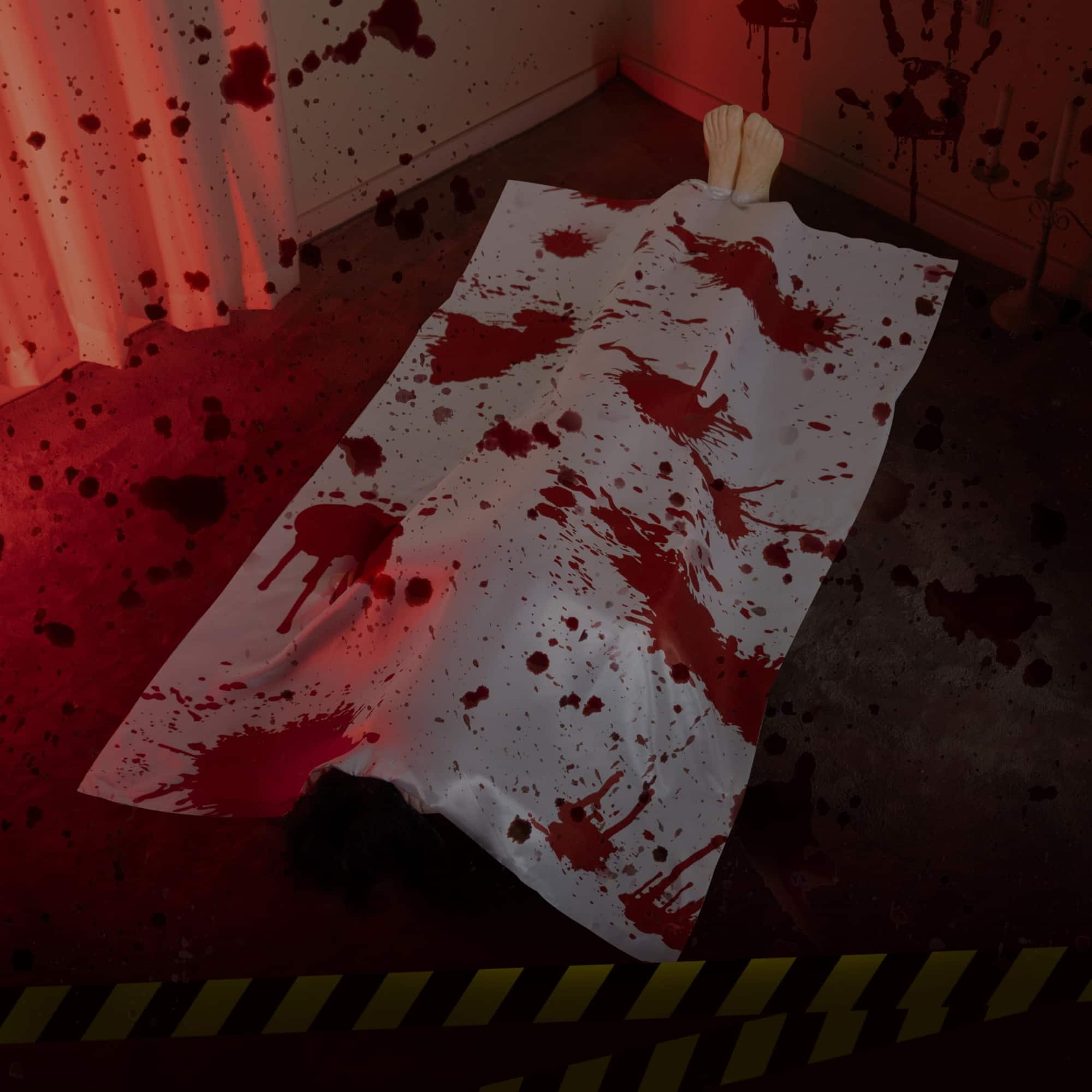 Joyfy - 5 Ft Dead Body Covered with Bloody Cloth – Halloween Graveyard Corpse Prop for Haunted House, Crime Scene Party Outdoor - White price history on PriceWatchPro