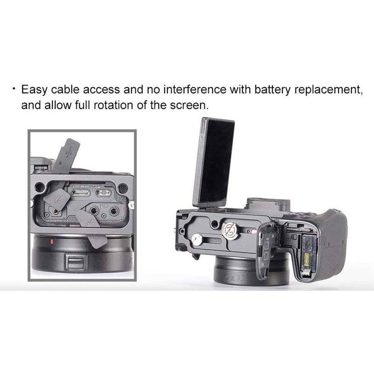 Easy cable access and no interference with battery replacement, and allow full rotation of the screen.