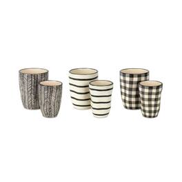 BreeBe - Wavy Patterned Planter or Vase (Set of 6) - Beige, Black