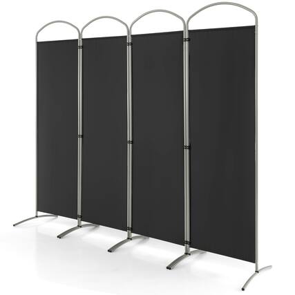 Front. Costway - Costway 4 Panels Folding Room Divider 6 Ft Tall Fabric Privacy Screen - Black.