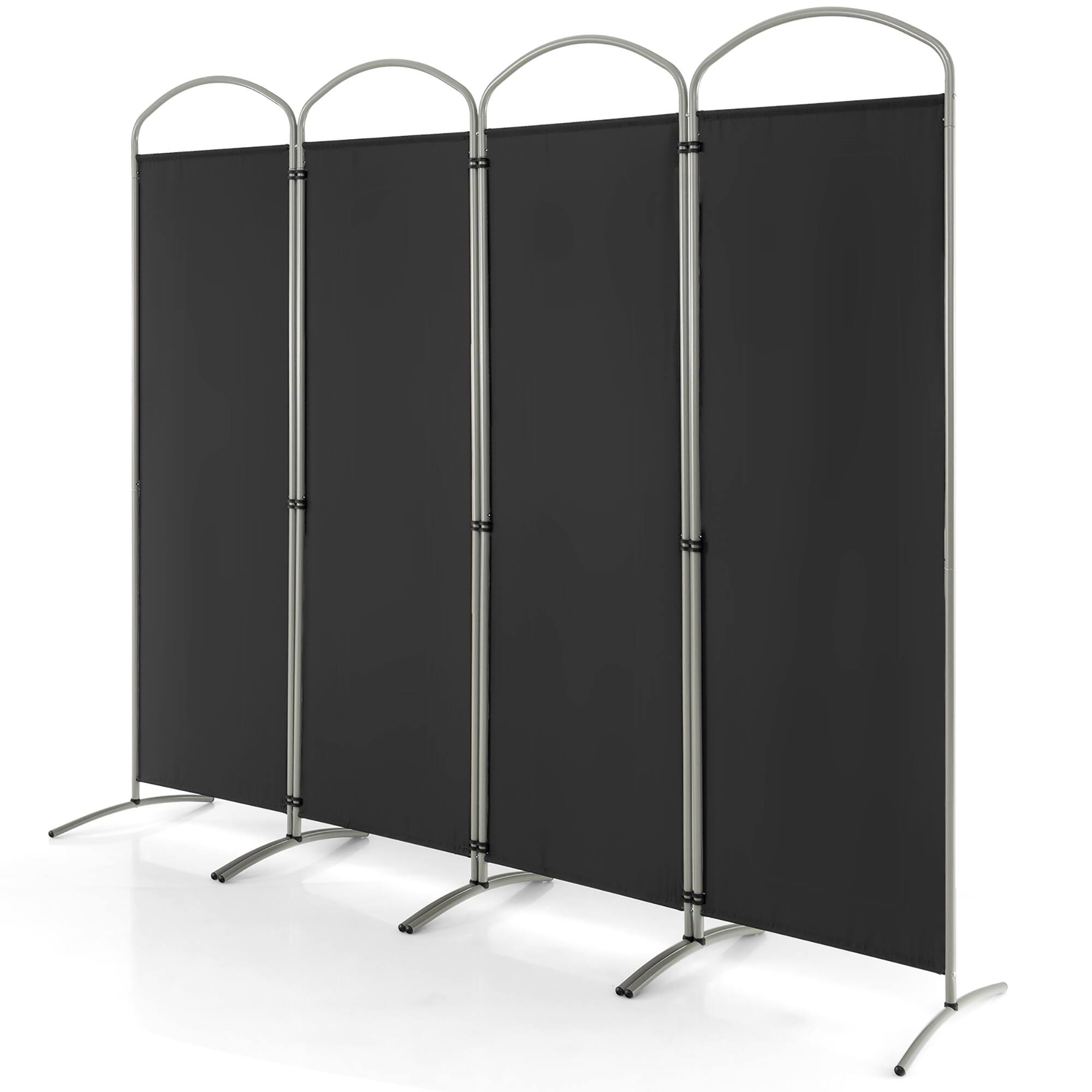 Front. Costway - Costway 4 Panels Folding Room Divider 6 Ft Tall Fabric Privacy Screen - Black.