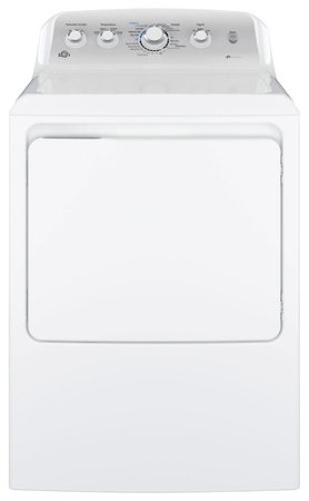GE - 7.2 Cu. Ft. 4-Cycle High-Efficiency Gas Dryer - White on White with Silver