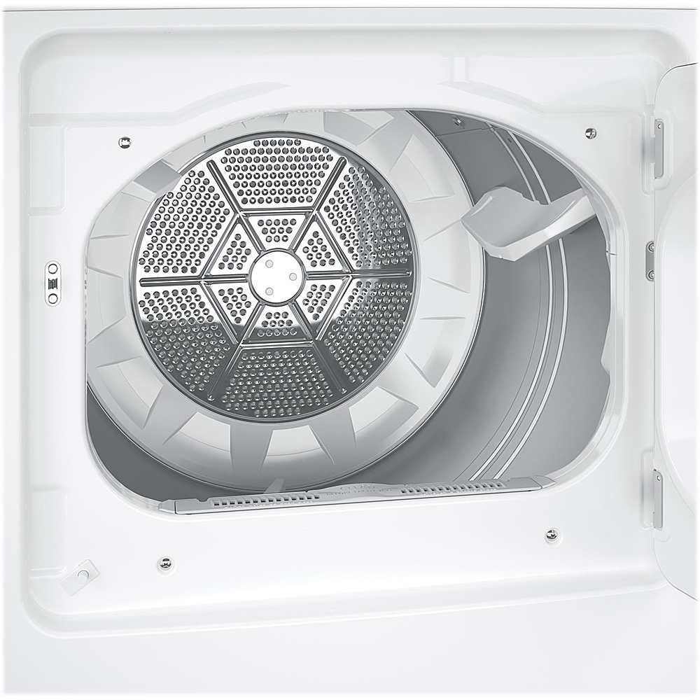 Angle View: GE - 7.2 Cu. Ft. 4-Cycle Electric Dryer - White on white/silver