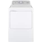 GE - 7.2 Cu. Ft. 4-Cycle Electric Dryer - White on white/silver - Front_Standard