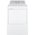 Front Zoom. GE - 7.2 Cu. Ft. 4-Cycle Electric Dryer - White on white/silver.