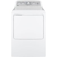 GE - 7.2 Cu. Ft. 4-Cycle Electric Dryer - White on White with Silver Backsplash - Front_Zoom