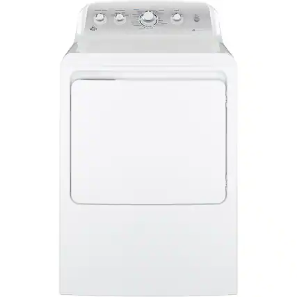 Front. GE - 7.2 Cu. Ft. 4-Cycle Electric Dryer - White on White with Silver.