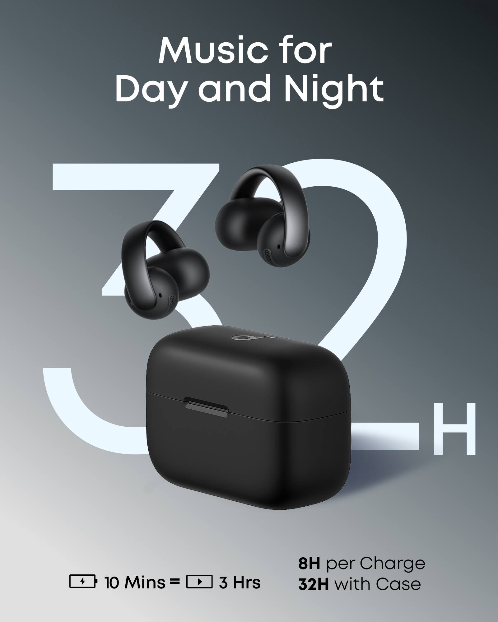 Music for Day and Night

30H

10 Mins = 3 Hrs

8H per Charge

32H with Case