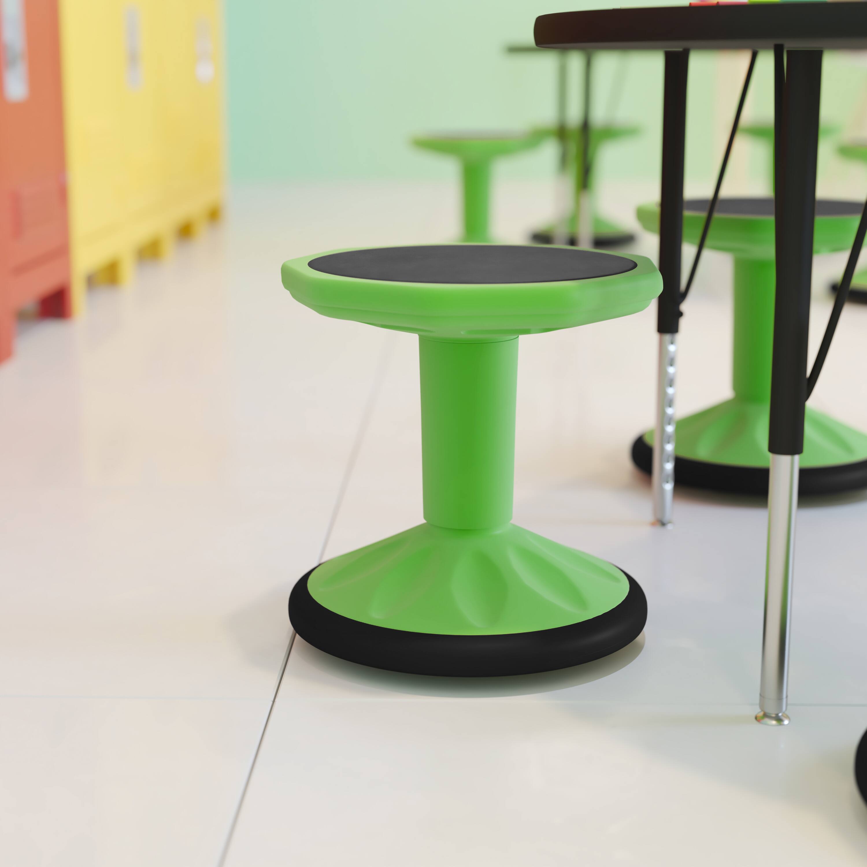 Alt View 2. Flash Furniture - Lucas Fixed Height Kids Flexible Active Stool for Classroom and Home with Non-Skid Bottom in Green, 14" Seat Height - Green.
