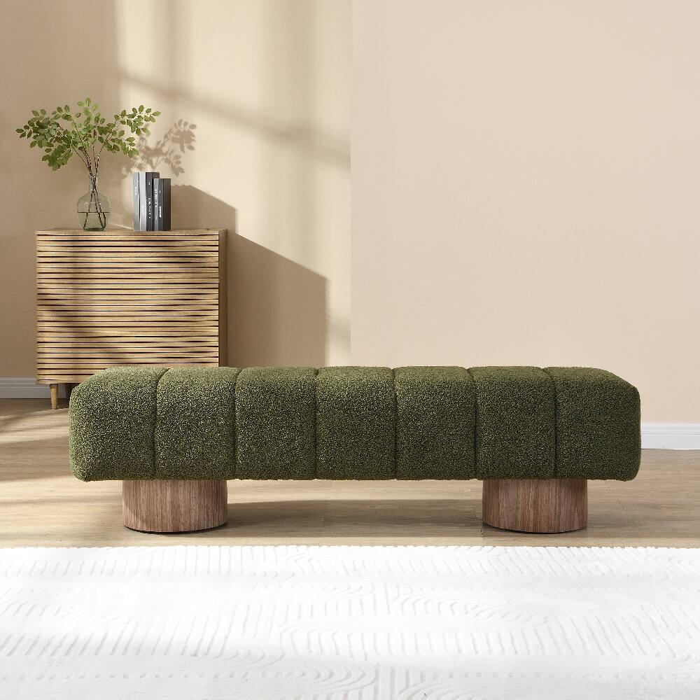 Ropilly Boucle Dining Bench, No Assembly Upholstered Entryway Bench, 64 ...