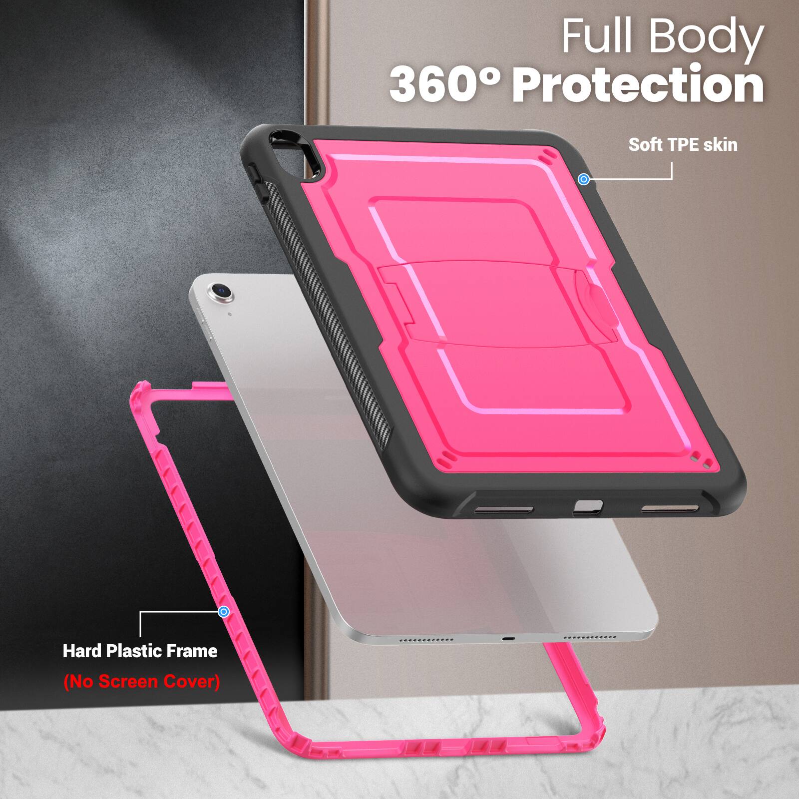 Full Body 360° Protection Soft TPE Skin Hard Plastic Frame (No Screen Cover)
