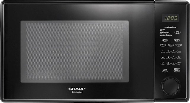 Sharp - 1.1 Cu. Ft. Mid-Size Microwave - Black - Front Zoom