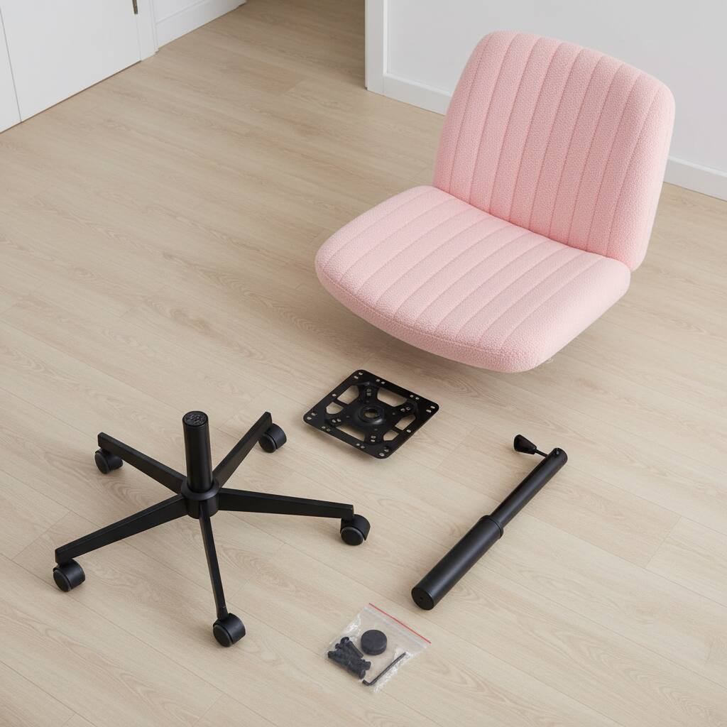 Alt View 2. AOITUN - Criss Cross Chair Legged Armless Office Chair - Perfect for Dorms - Pink.