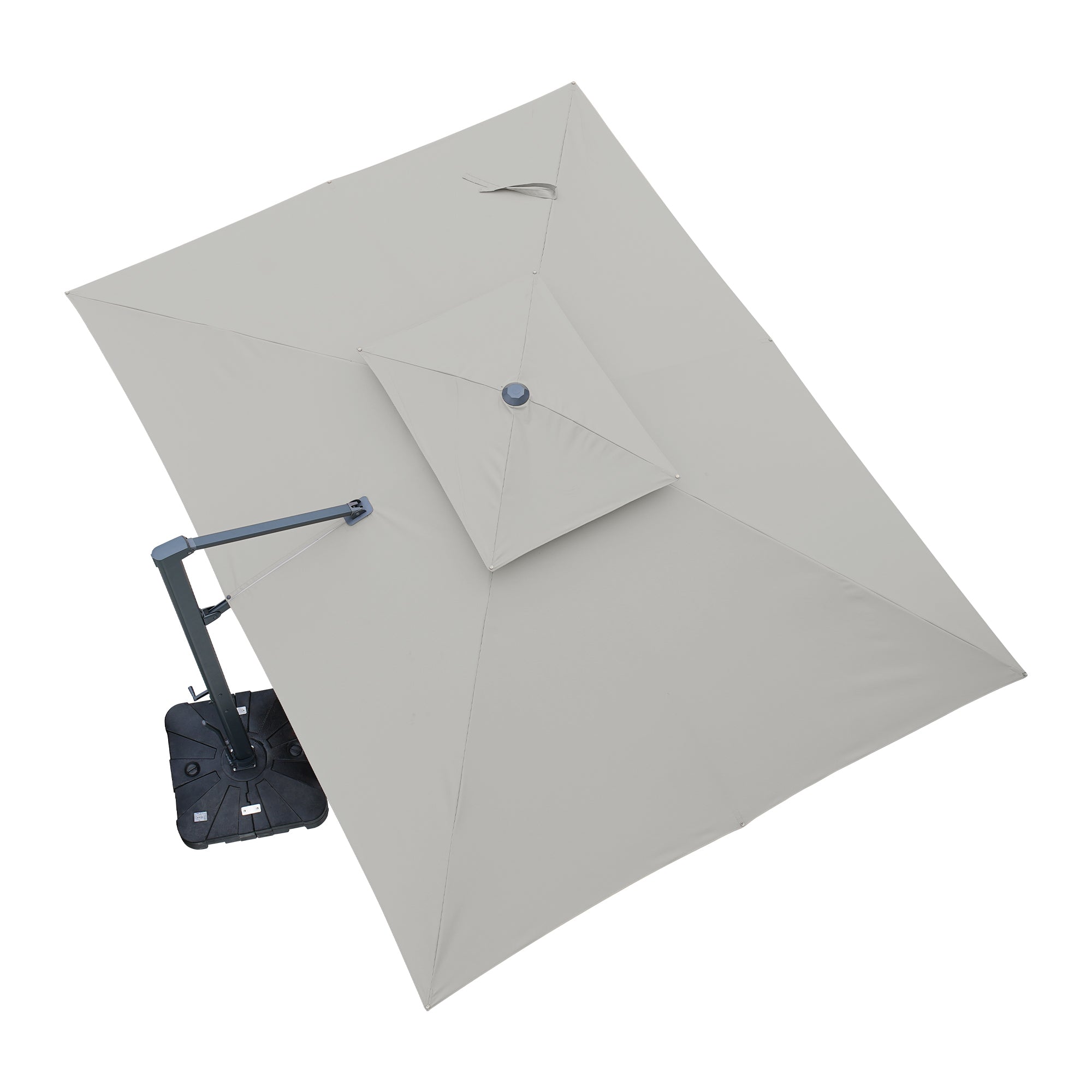 Left. Mondawe - 10x13ft Cantilever Patio Umbrella with DIY Drape Hook and Base - Gray.