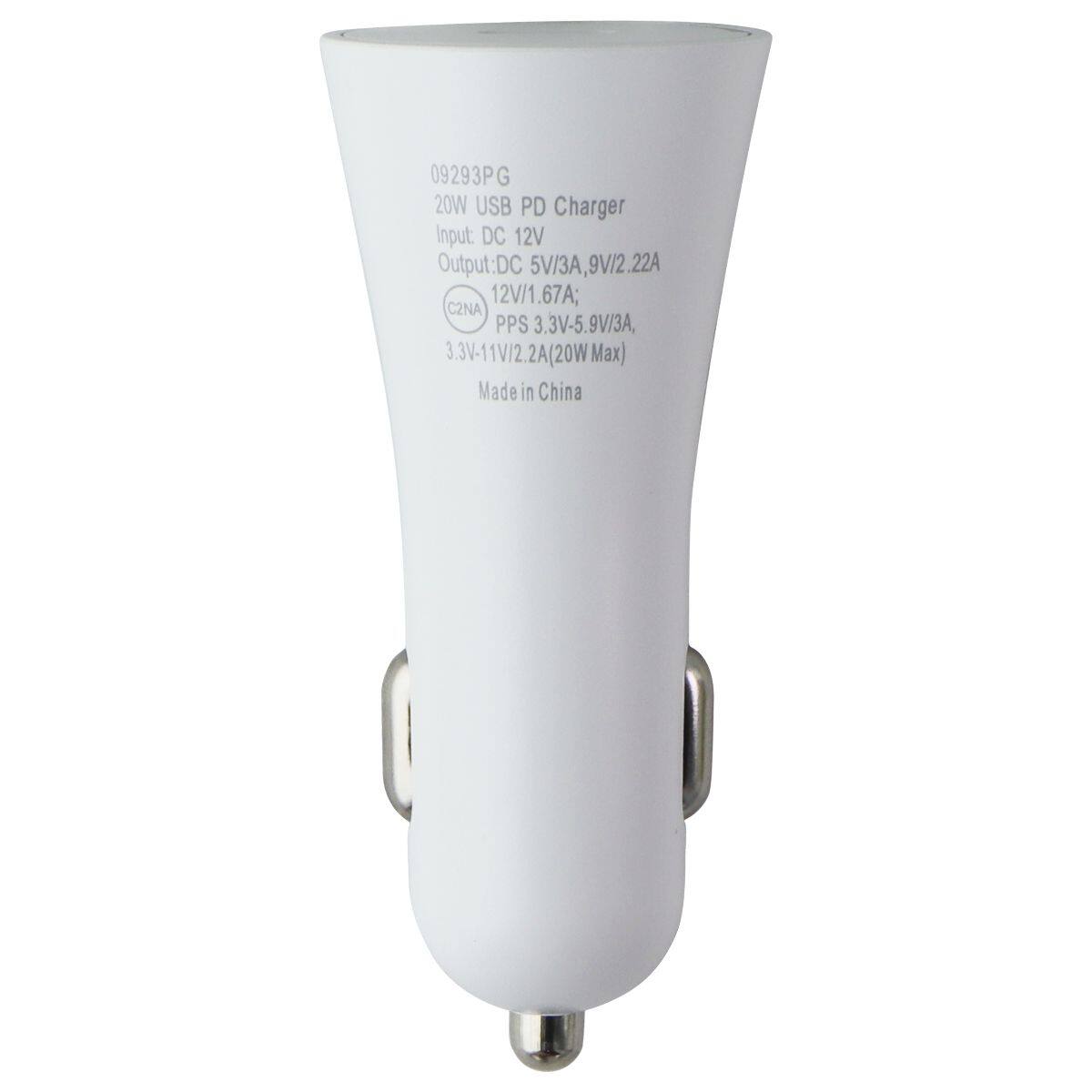 PureGear LightSpeed 20W Lightning 8 Pin to USB C Car Charger White ...