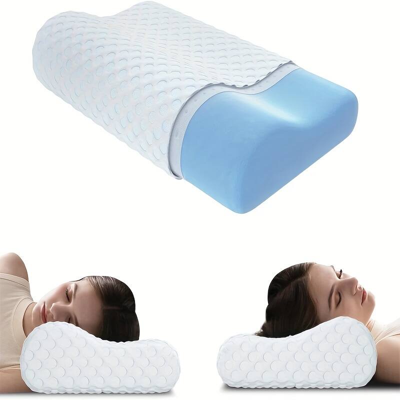 Alt View 1. Dyonery - Dronery Neck Pillow Memory Foam Contour Pillow for Sleeping Orthopedic Pillow for Neck Sleeper-Soft - Queen - White.