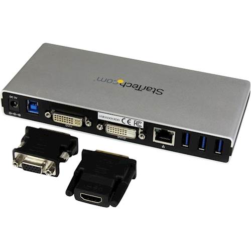 StarTech.com - Docking Station USB 3.0 de 2 Monitores para Portátil - HDMI/DVI/VGA  - Hub Ladrón 3x USB-A - GbE - Audio - Replica