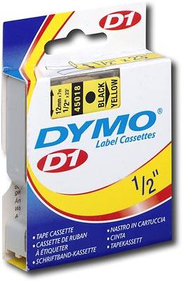 Angle Standard. Dymo - Black-on-Yellow D1 Label Tape.