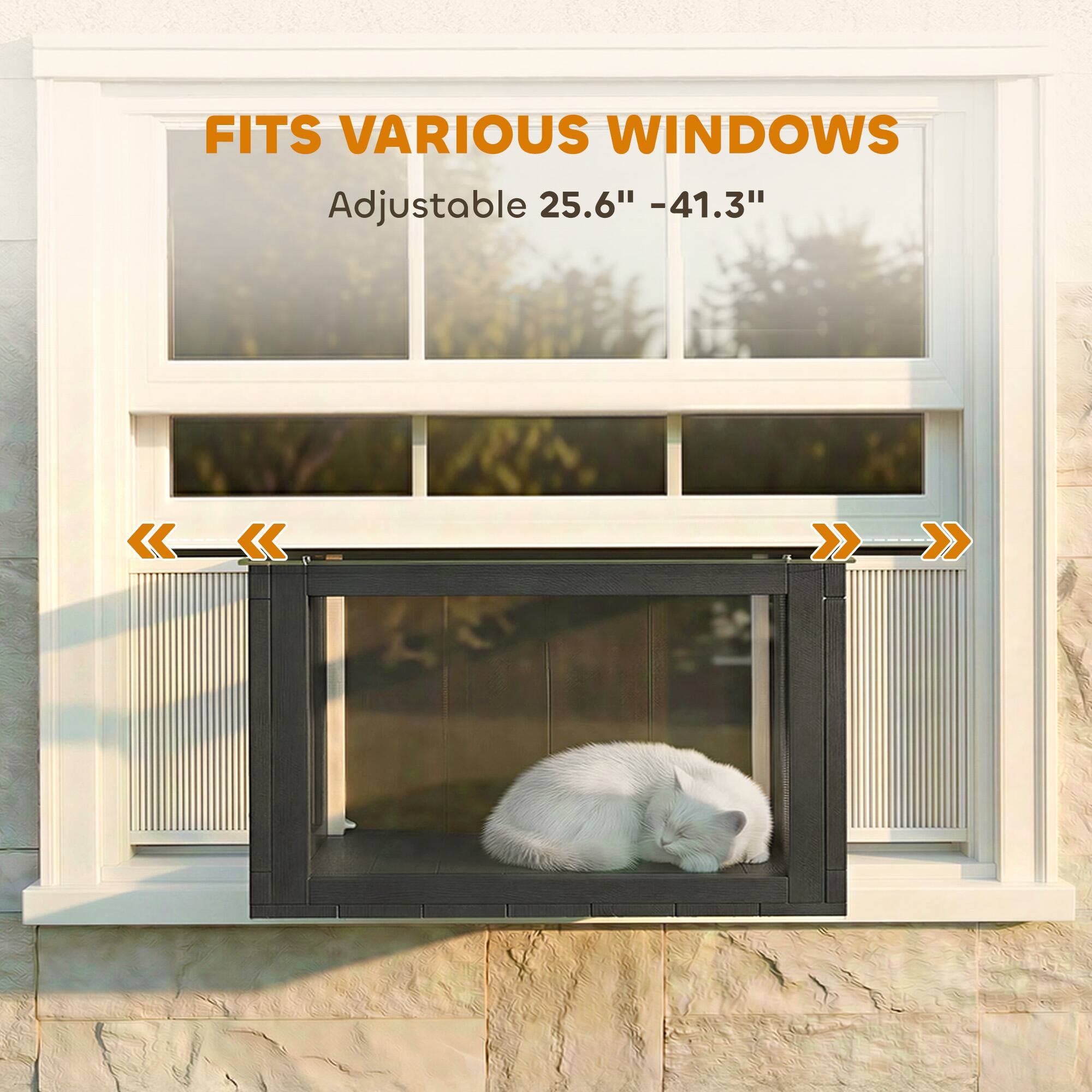FITS VARIOUS WINDOWS  
Adjustable 25.6" - 41.3"