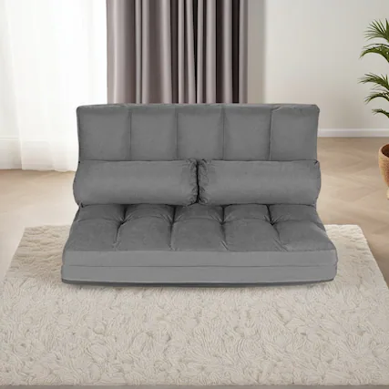 Front. Resenkos - Floor Chair, Sofa Chair, Floor Seat,6-Position Foldable Floor Sofa Bed with Detachable Cloth Cover-Gray - Gray.