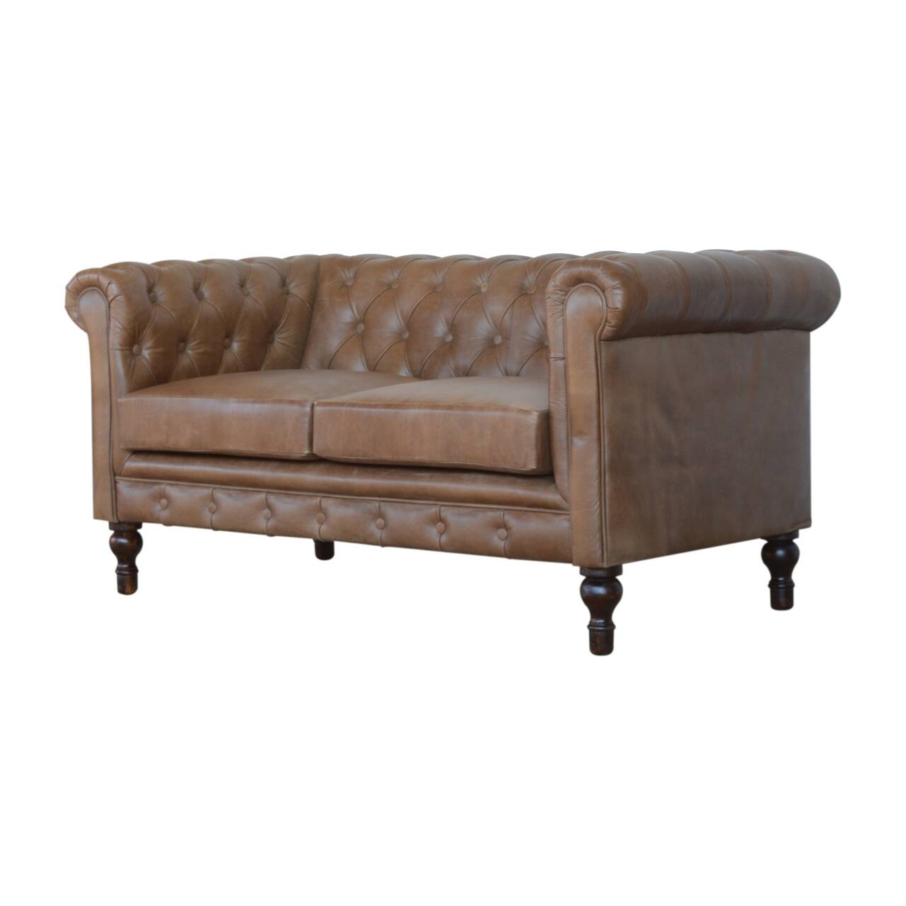 Back. Artisan Furniture - Artisan Furniture Solid Wood Buffalo Leather Chesterfield, Brown Color - Brown.