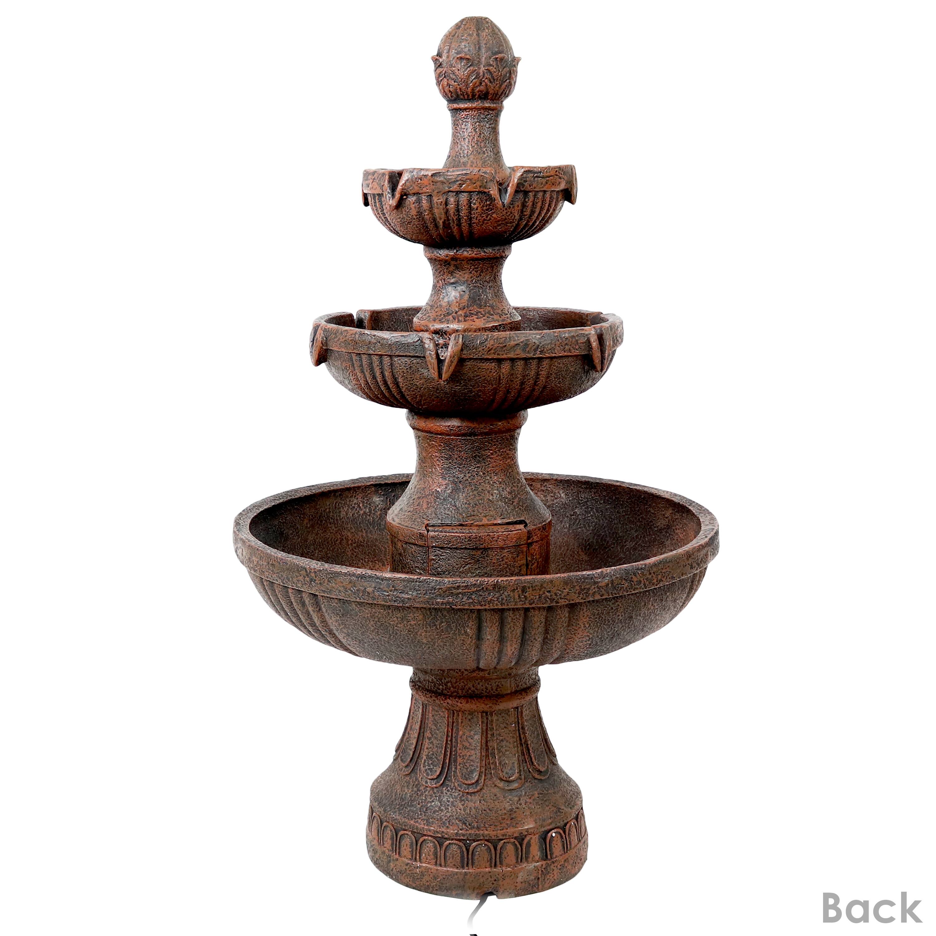 Alt View 10. Sunnydaze - Flower Blossom Resin Outdoor 3-Tier Fountain - Earth.