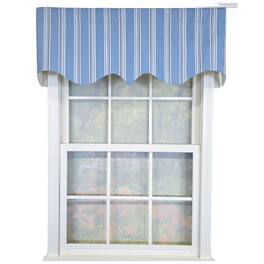 RLF Home - 100% Cotton Freya Stripe Regal Fully lined Windows Rod Pocket Valance 50" x 17" - Blue